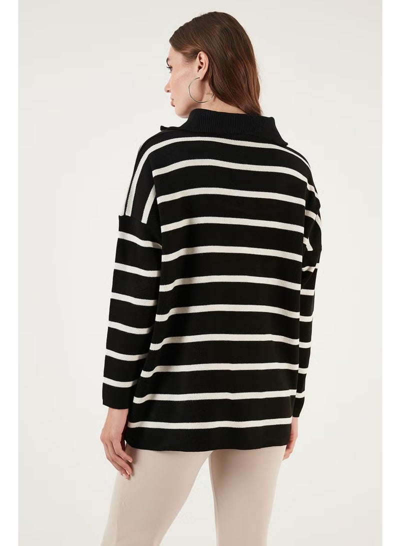 Lela Striped Half Zipper Oversize Knitwear Sweater Women's Sweater 4616080 - Image 5